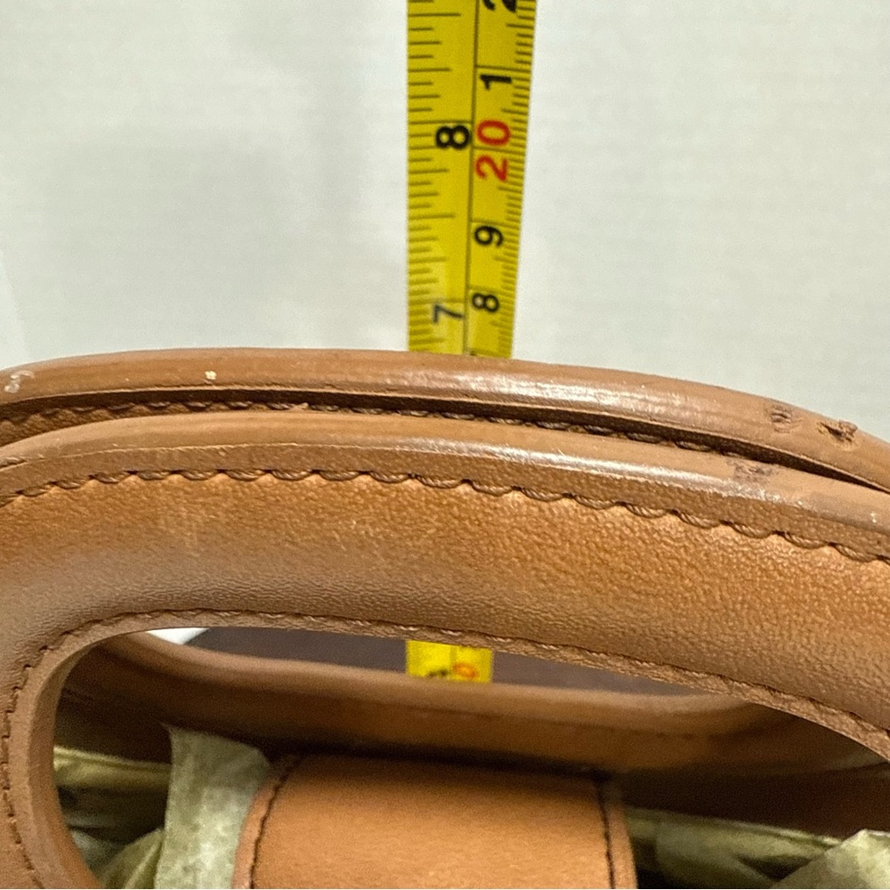 Fossil Handbag Brown Leather with Woven Raffia Double Handles Lined Purse Y2K - Picture 12 of 14